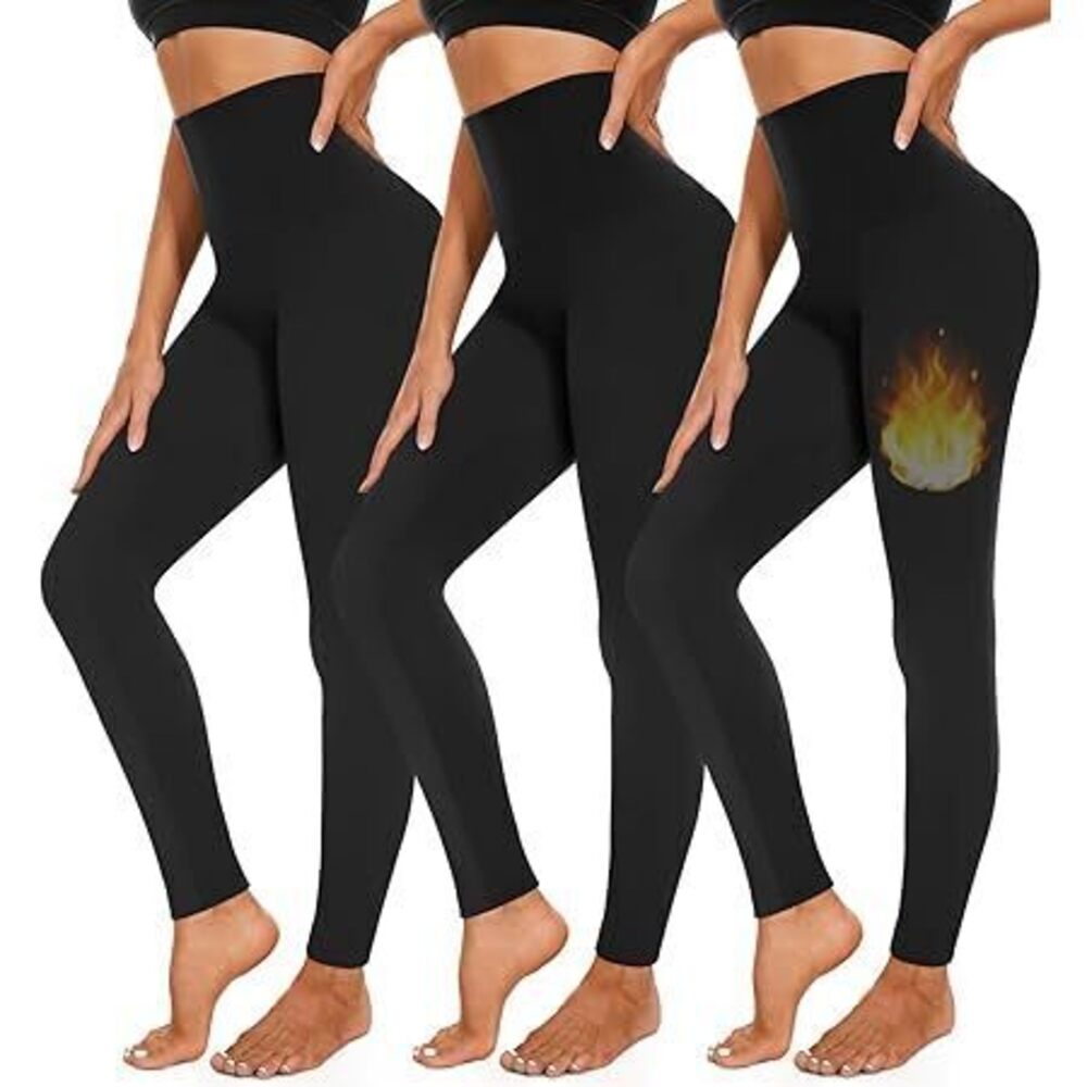 3 Pack Fleece Lined Leggings Women High Waisted Warm Winter Yoga Pants For Women